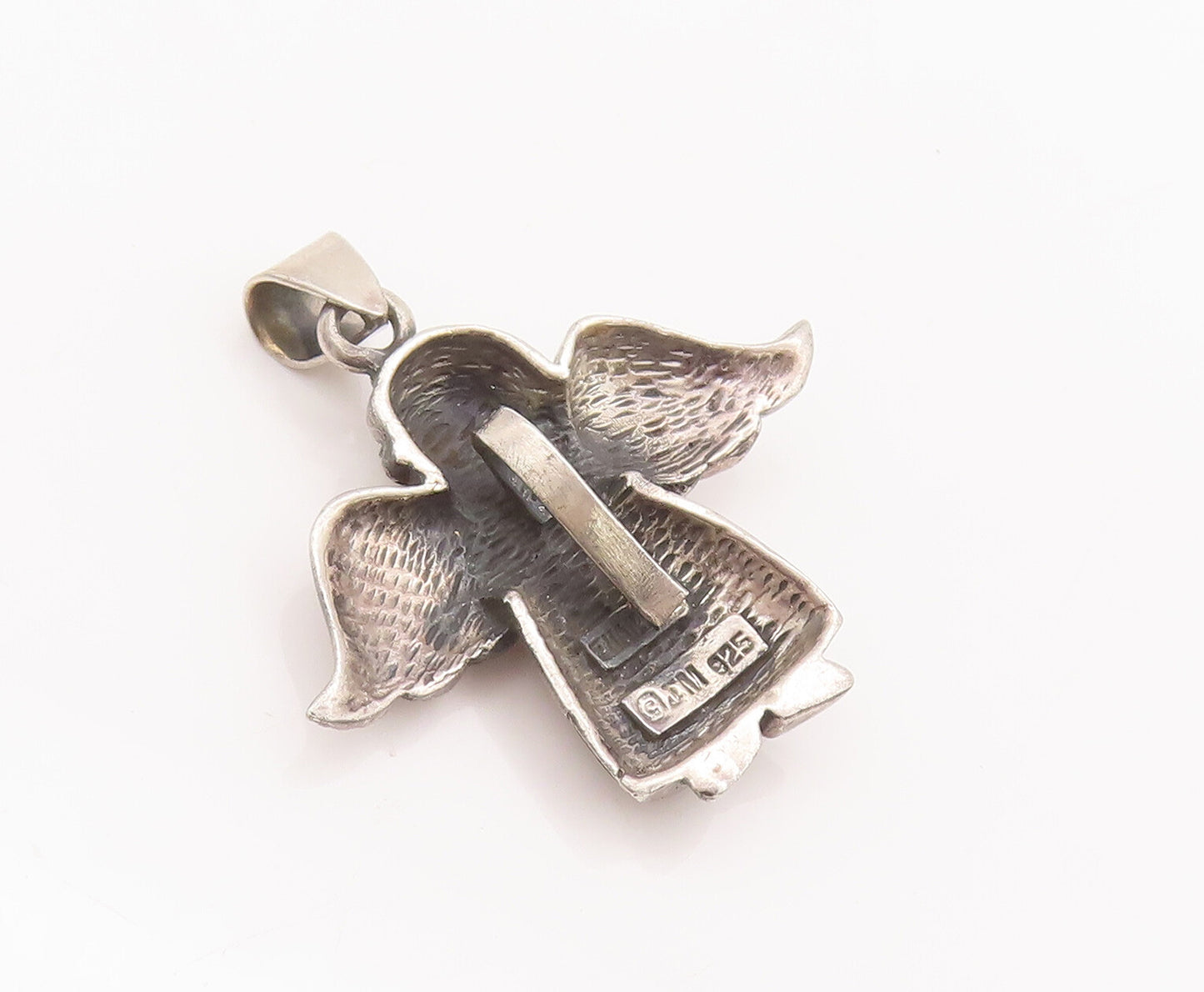 925 Sterling Silver Vintage Pendant Carved Back Facing Flying Angle  PT22656