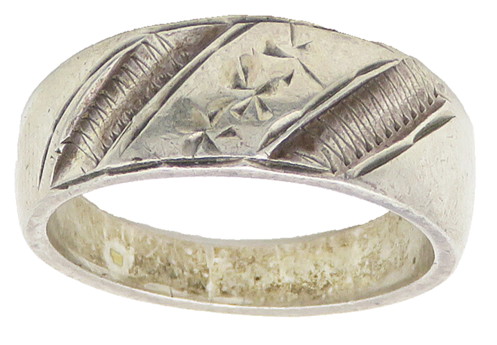 RUSSIA 925 Sterling Silver  Vintage Floral Etched Band Ring Sz 7.5  RG17021