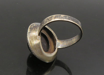 925 Sterling Silver  Vintage Cabochon Black Onyx Cocktail Ring Sz 7.5  RG23515