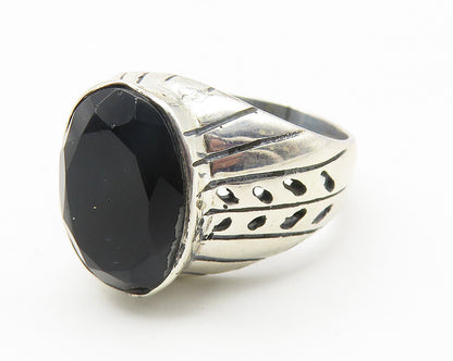 925 Sterling Silver   Black Hematite Floral Vine Cocktail Ring Sz 6  RG11662