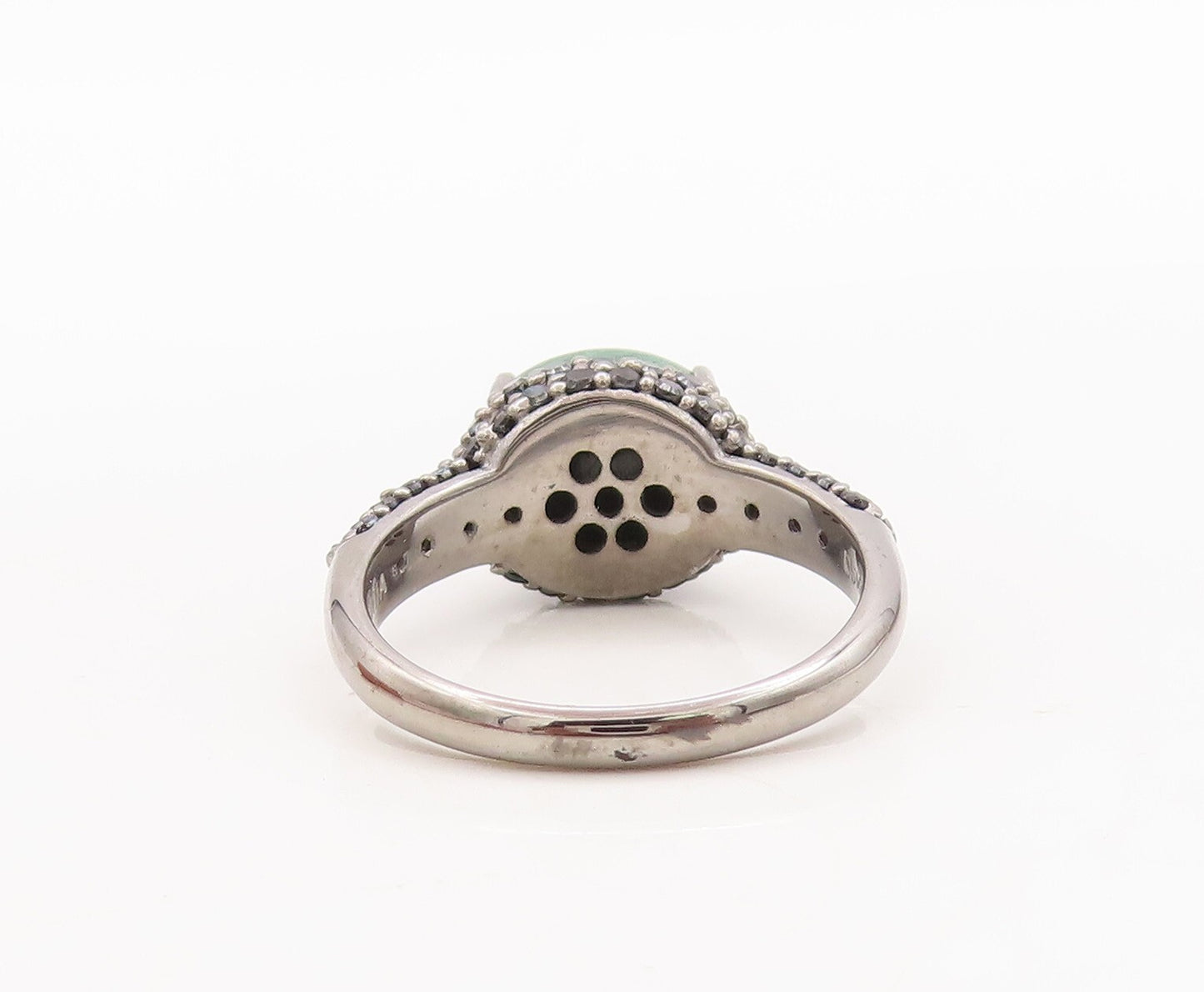 925 Sterling Silver Vintage Ring Cabochon Green Gemstone Spinel  Sz 7  RG29446