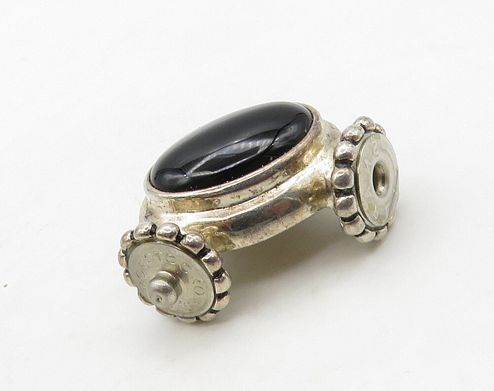 ESPO 925 Silver  Vintage Cabochon Cut Black Onyx & Amber Pendant  PT12697