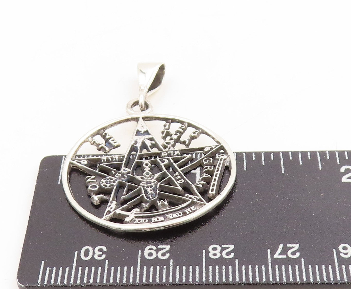 925 Sterling Silver Vintage Pendant Tetragrammaton Pentacle Medallion PT25424