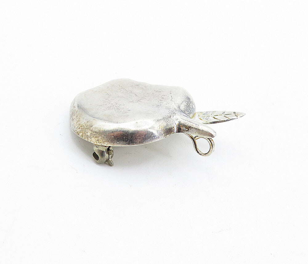 MEXICO 925 Sterling Silver  Vintage Shiny Bitten Apple Brooch Pin  BP1822