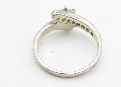 925 Sterling Silver  Sparkling Cubic Zirconia Bypass Band Ring Sz 8  RG10436