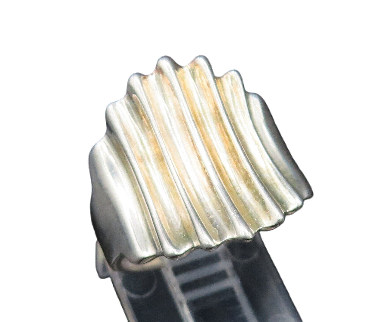 925 Sterling Silver  Vintage Concave Graduated Fluted Ring Sz 7.5  RG25618