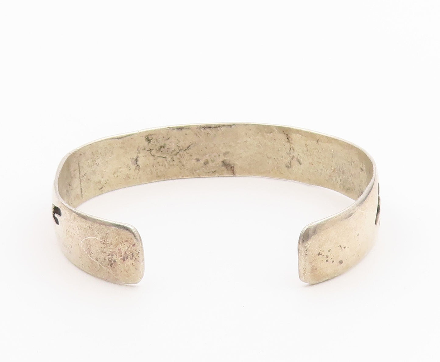 925 Sterling Silver Vintage Bracelet SOUTHWESTERN Antelope Motif Cuff  BT12144