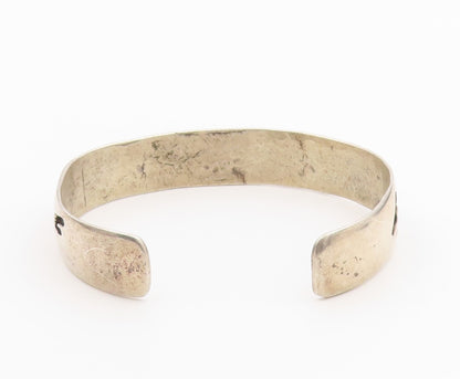 925 Sterling Silver Vintage Bracelet SOUTHWESTERN Antelope Motif Cuff  BT12144