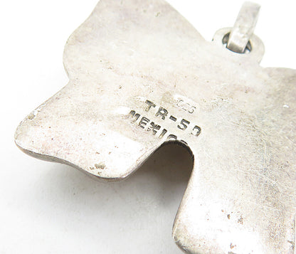 MEXICO 925 Sterling Silver  Vintage Dark Tone Bow Tied Ribbon Pendant  PT4460