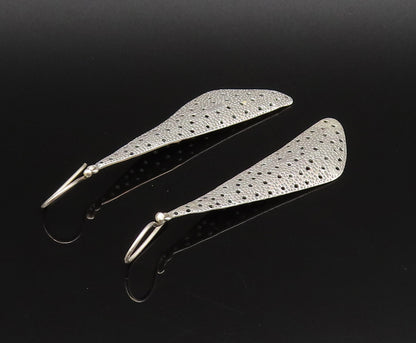 925 Silver  Vintage Fashion Hammered Open Holes Triangular Earrings  EG11984