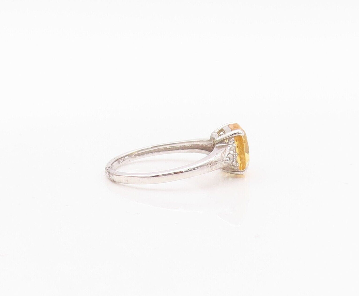 925 Sterling Silver Vintage Ring Square Citrine & Topaz Inlay  Sz 7  RG29997