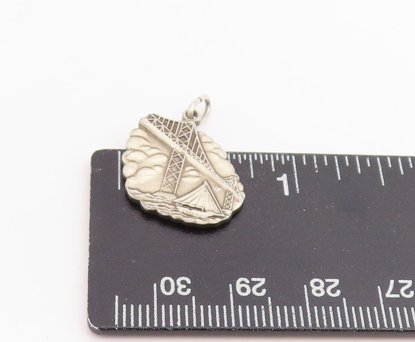 925 Sterling Silver Vintage Pendant Chesapeake Bay City Bridge Charm  PT25180