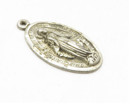 925 Sterling Silver  Vintage Virgin Mary Religious Prayer Drop Pendant  PT7669