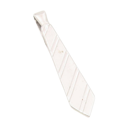 925 Sterling Silver Vintage Tie Clip MAULEIGH Classic Striped Formal Tie  TR4157