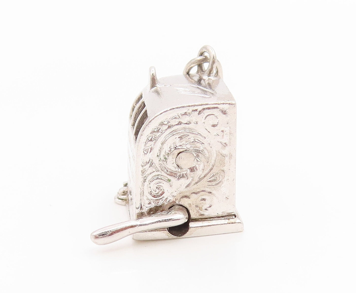 925 Sterling Silver Vintage Pendant Slot Machine With Fruit Details  PT26154