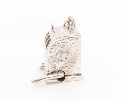 925 Sterling Silver Vintage Pendant Slot Machine With Fruit Details  PT26154