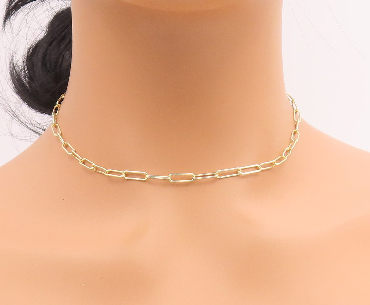 925 Sterling Silver Vintage Necklace Gold Plated DSMK Paperclip Chain  NE4815