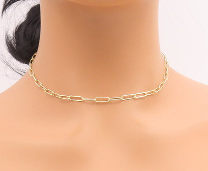925 Sterling Silver Vintage Necklace Gold Plated DSMK Paperclip Chain  NE4815