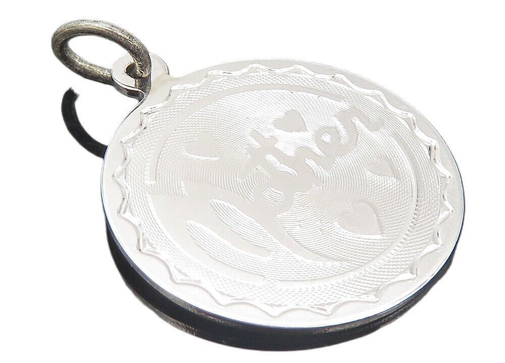 925 Sterling Silver  Vintage Shiny Happy Birthday Mother Etched Pendant PT8592