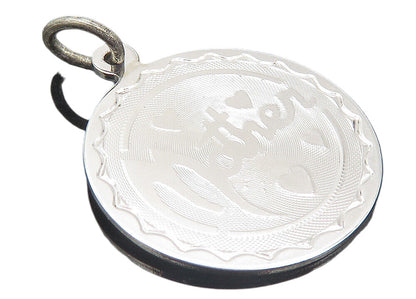 925 Sterling Silver  Vintage Shiny Happy Birthday Mother Etched Pendant PT8592