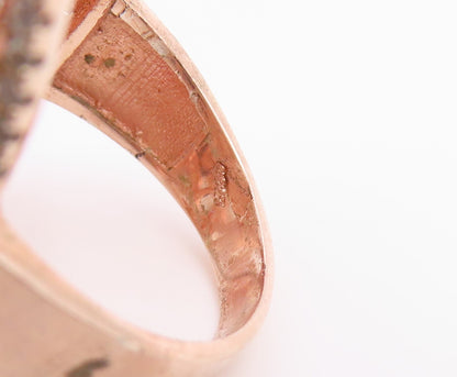 925 Sterling Silver Vintage Ring Gold Plated CZ Open Circles Band  Sz 8  RG35388