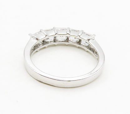 925 Sterling Silver  Sparkling Cubic Zirconia 5 Stone Band Ring Sz 8  RG15715