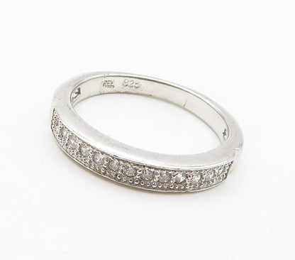 925 Sterling Silver  Sparkling Cubic Zirconia Smooth Band Ring Sz 6.5  RG15932
