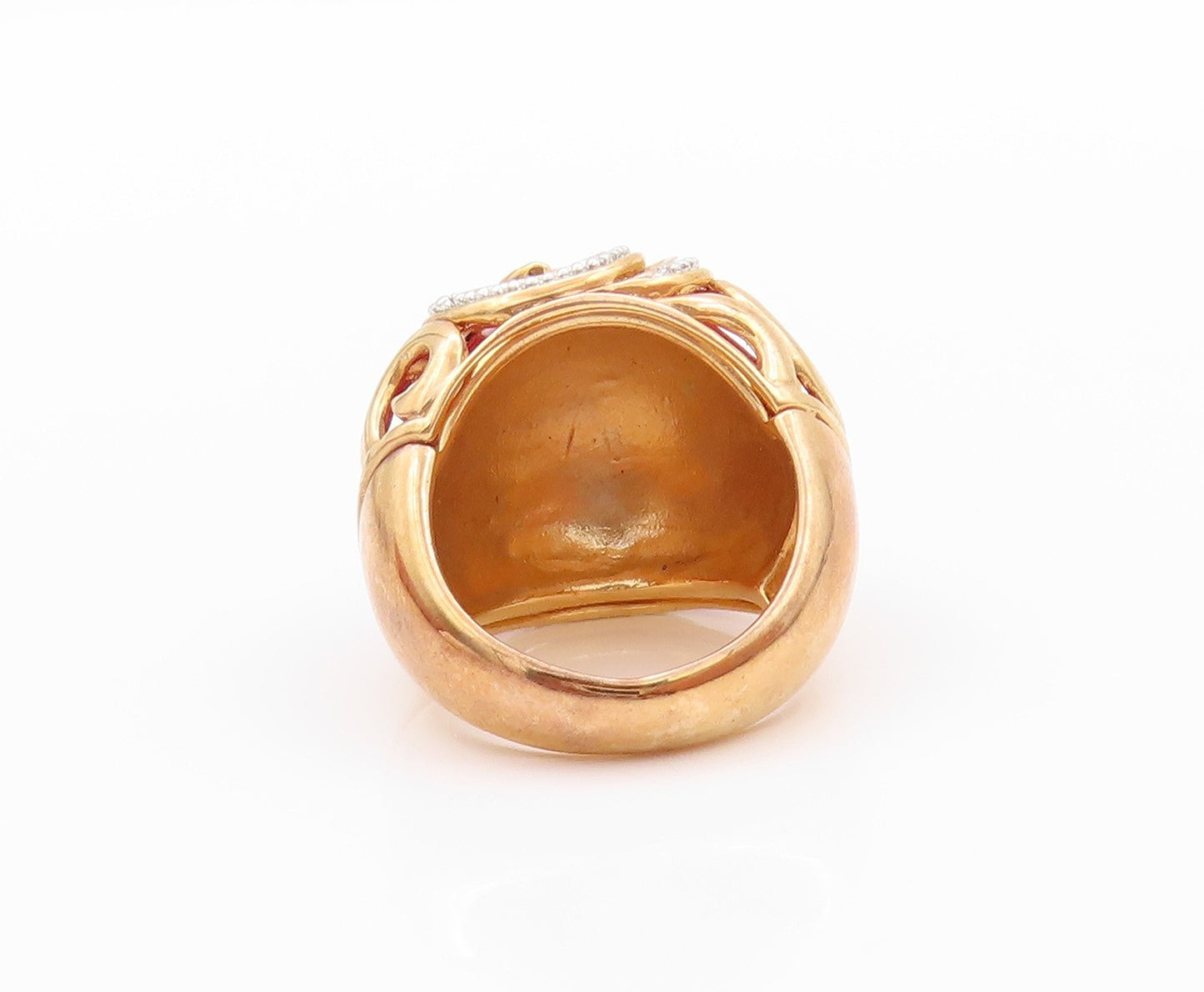 925 Sterling Silver Vintage Ring Gold Plated Enameled Swirly CZ  Sz 5  RG32409