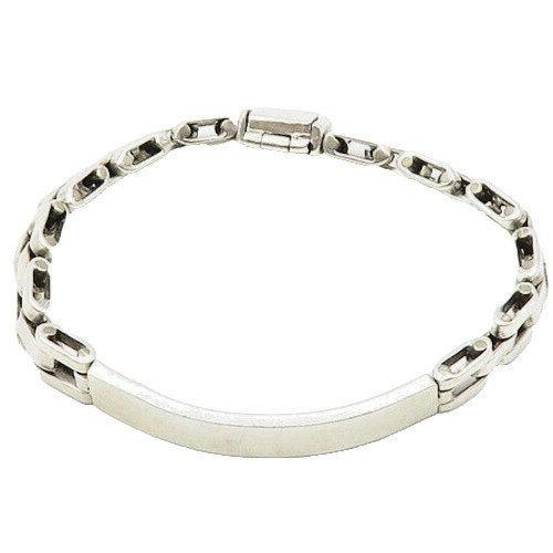 MEXICO 925 Silver  Vintage Shiny Curved Bar Hinge Link Chain Bracelet  BT7656