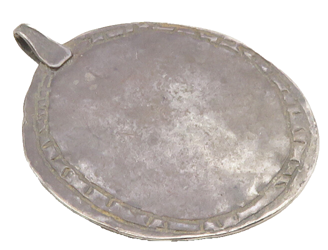 925 Sterling Silver  Vintage Antique Dark Tone Chiseled Border Pendant  PT7394
