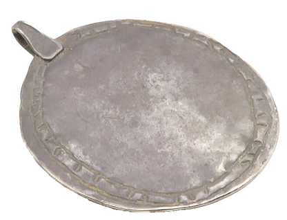 925 Sterling Silver  Vintage Antique Dark Tone Chiseled Border Pendant  PT7394