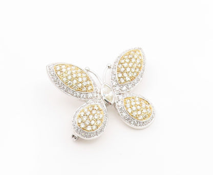 925 Sterling Silver Vintage Brooch Pin Modernist CZ Two Tone Butterfly  BP12527