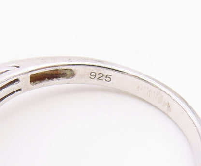 925 Sterling Silver Vintage Ring Cabochon Fire Opal Trilogy Band  Sz 10  RG36618
