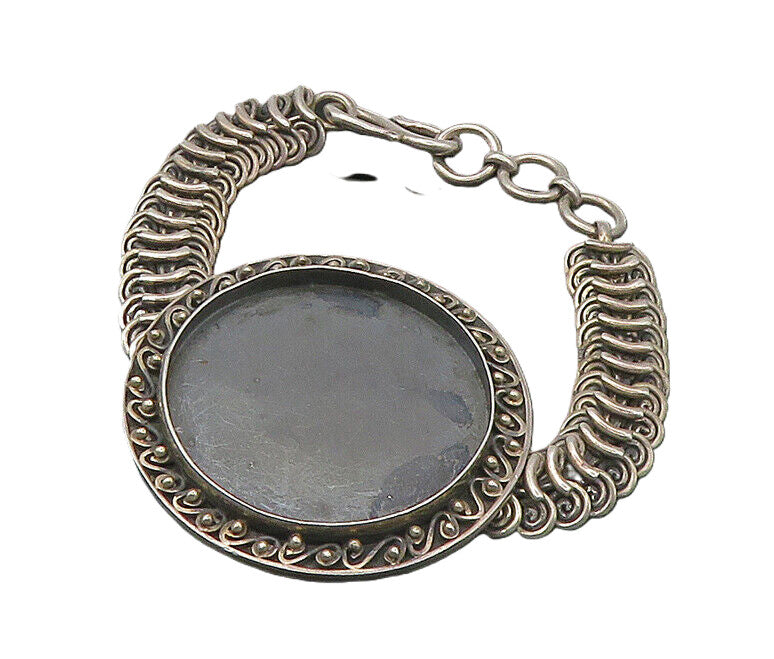 BALI 925 Sterling Silver  Vintage Oxidized Swirl Detail Chain Bracelet  BT8800