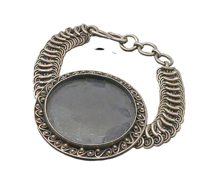 BALI 925 Sterling Silver  Vintage Oxidized Swirl Detail Chain Bracelet  BT8800