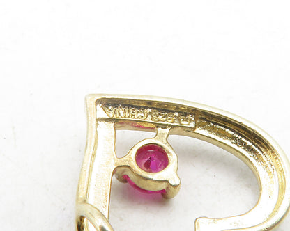 ROSS SIMON 925 Silver  Genuine Diamond & Pink Topaz Love Heart Pendant  PT9615