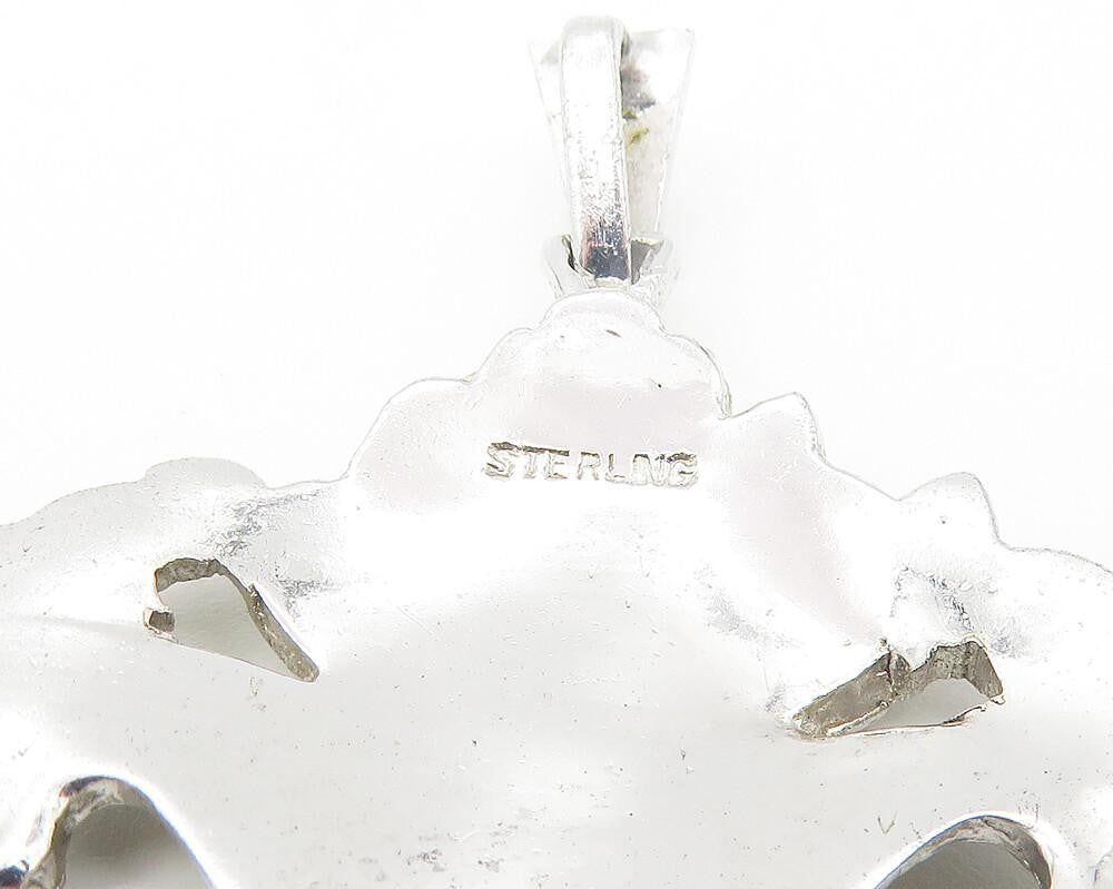925 Sterling Silver  Vintage Sparkling Flower Basket Motif Pendant  PT9085