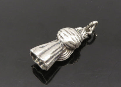 925 Sterling Silver  Vintage Petite Woman Holding Hat Pendant  PT18043