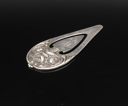 S. KIRK & SON 925 Silver  Vintage Carved Three Rose Flowers Bookmark  TR3456