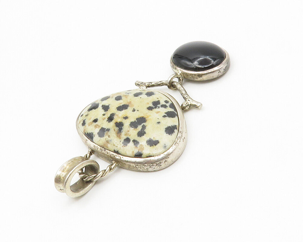 WHITNEY KELLY 925 Silver  Vintage Spotted Jasper & Black Onyx Pendant  PT11005