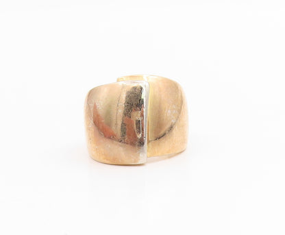 925 Sterling Silver Vintage Ring Gold Plated Minimalist Dome Band  Sz 6  RG33827