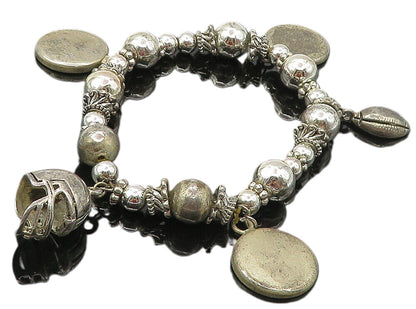 925 Sterling Silver  Vintage Virginia Tech Hokies Charm Chain Bracelet  BT3891