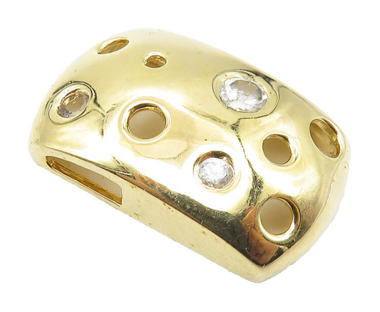 925 Sterling Silver  Topaz Accented Gold Plated Dotted Cutout Pendant  PT8390