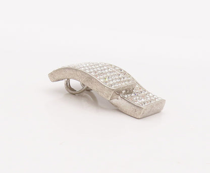 925 Sterling Silver Vintage Pendant Double Rectangular Inlay CZ Drop  PT23095