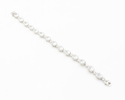 STAUER 925 Silver  Sparkling Prong Set Cubic Zirconia Chain Bracelet  BT5705