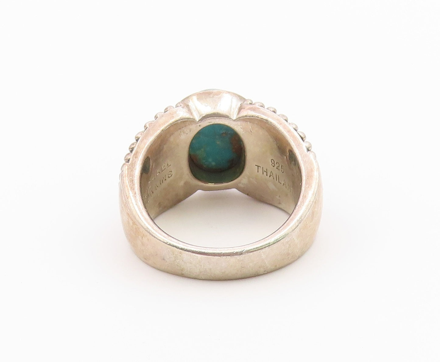 925 Sterling Silver Vintage Ring MICHAEL DAWKINS Turquoise Band  Sz 9  RG36583