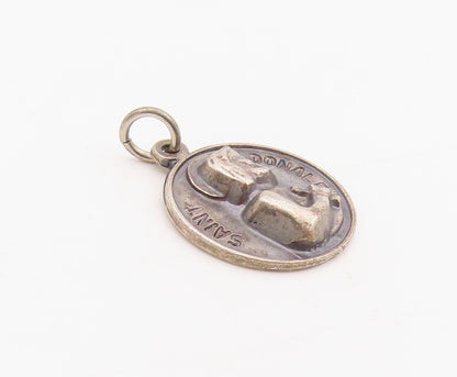 925 Sterling Silver Vintage Pendant Saint Donald Religious Medallion  PT25462