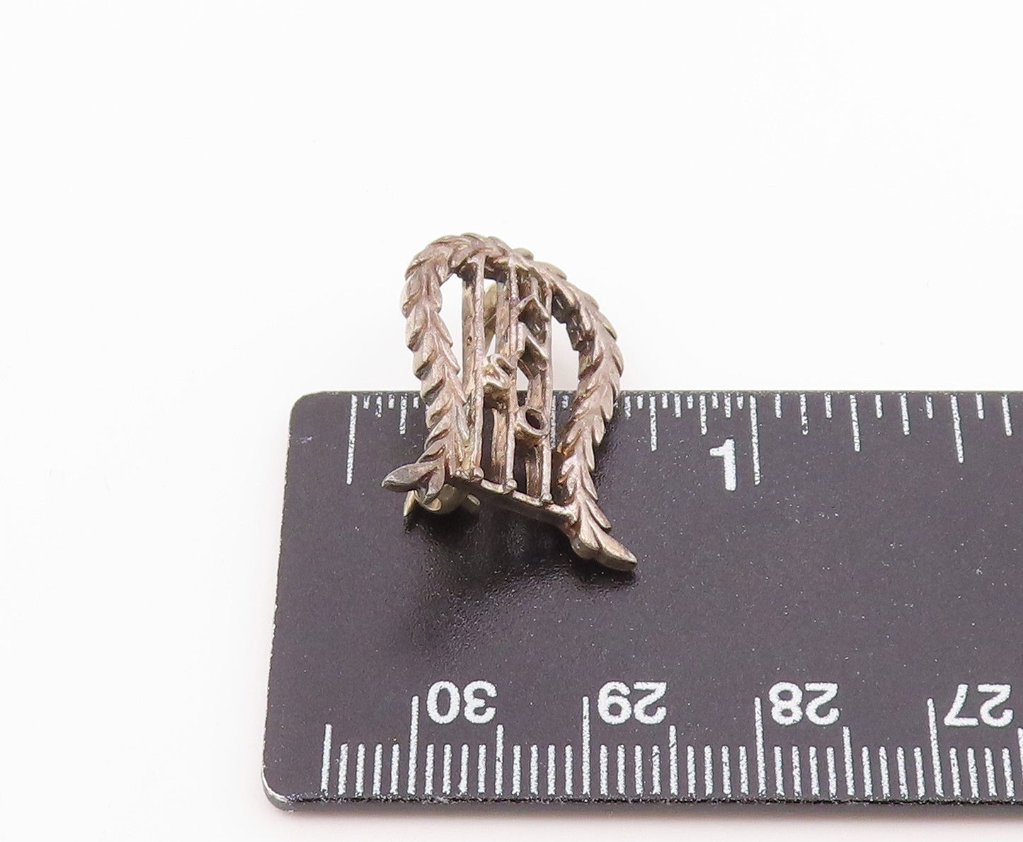 925 Sterling Silver  Vintage OSNY Floral Vine UShape Brooch Pin  BP8855