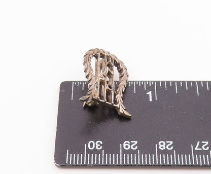 925 Sterling Silver  Vintage OSNY Floral Vine UShape Brooch Pin  BP8855