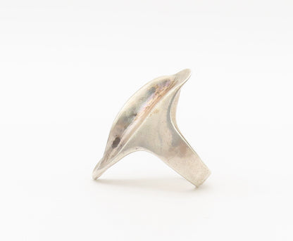 925 Sterling Silver Vintage Ring Solid Swirly Carved Broad Ring  Sz 7  RG27965
